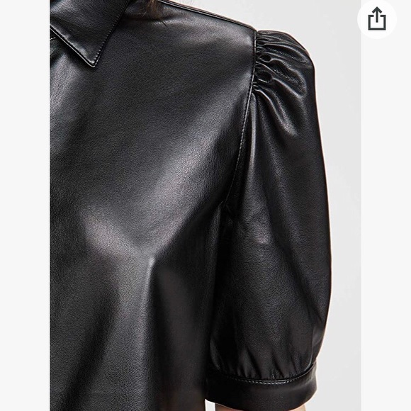 BB Dakota Puff Sleeve Leather Tuxedo Top XS - Picture 4 of 10